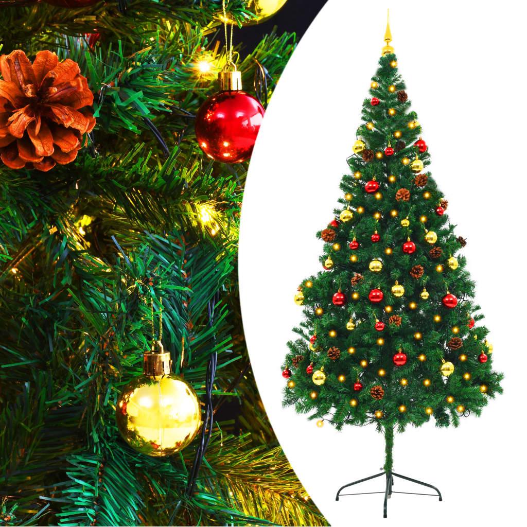 Artificial Christmas Tree with Baubles and LEDs Green 7 ft at Set Shop and Smile