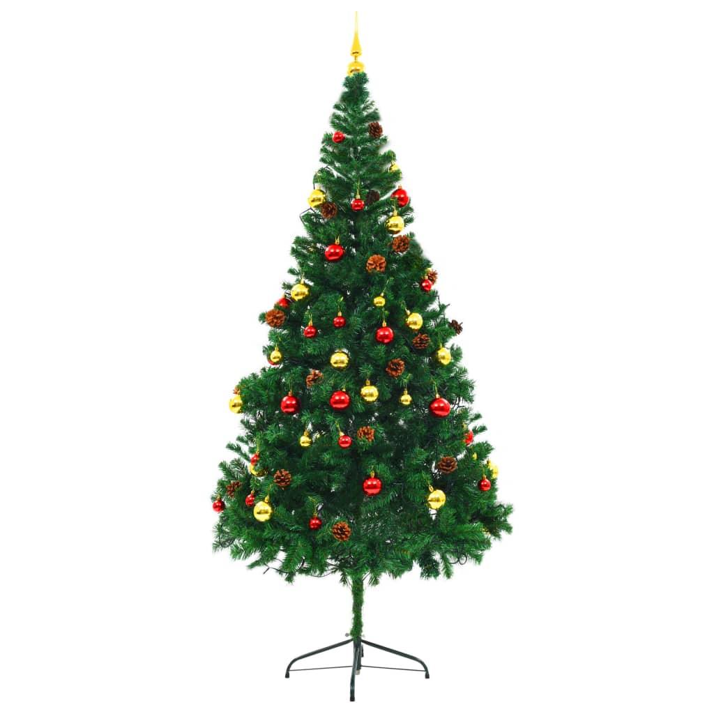 Artificial Christmas Tree with Baubles and LEDs Green 7 ft at Set Shop and Smile