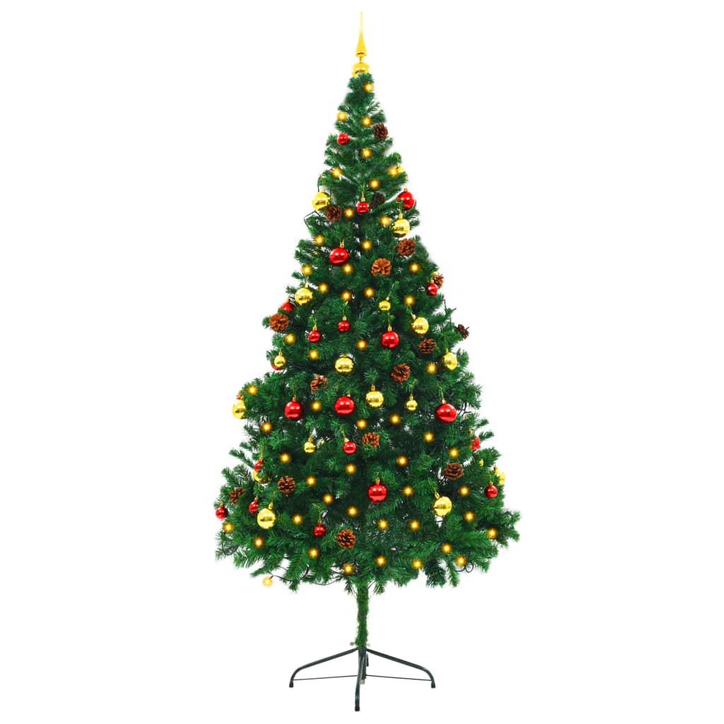 Artificial Christmas Tree with Baubles and LEDs Green 7 ft at Set Shop and Smile