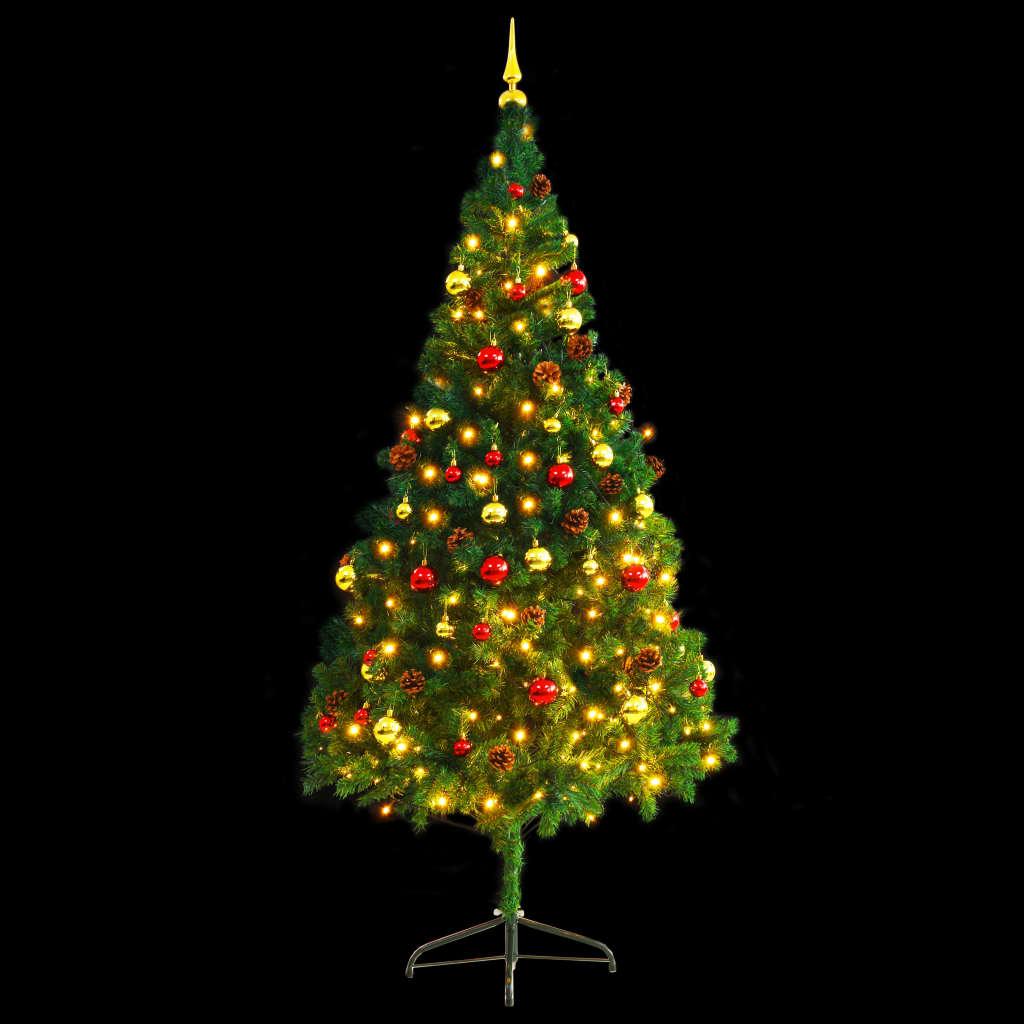 Artificial Christmas Tree with Baubles and LEDs Green 7 ft at Set Shop and Smile