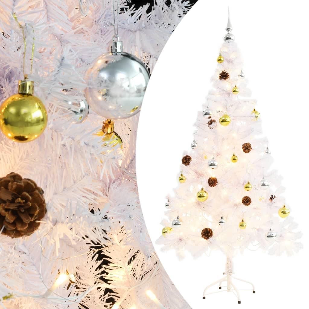 Artificial Christmas Tree with Baubles and LEDs White 5 ft at Set Shop and Smile