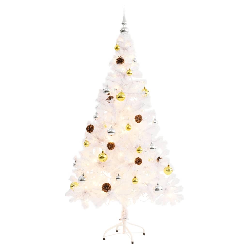 Artificial Christmas Tree with Baubles and LEDs White 5 ft at Set Shop and Smile