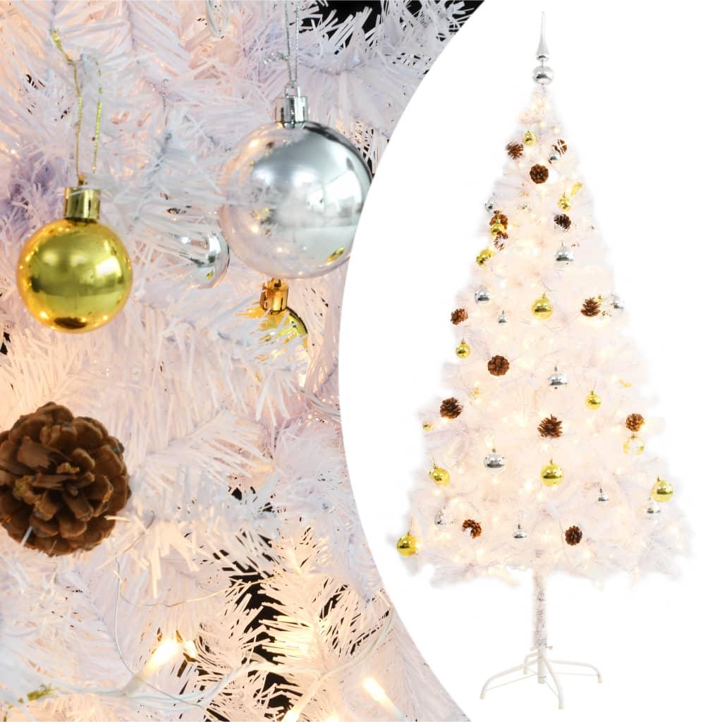 Artificial Christmas Tree with Baubles and LEDs White 6 ft at Set Shop and Smile