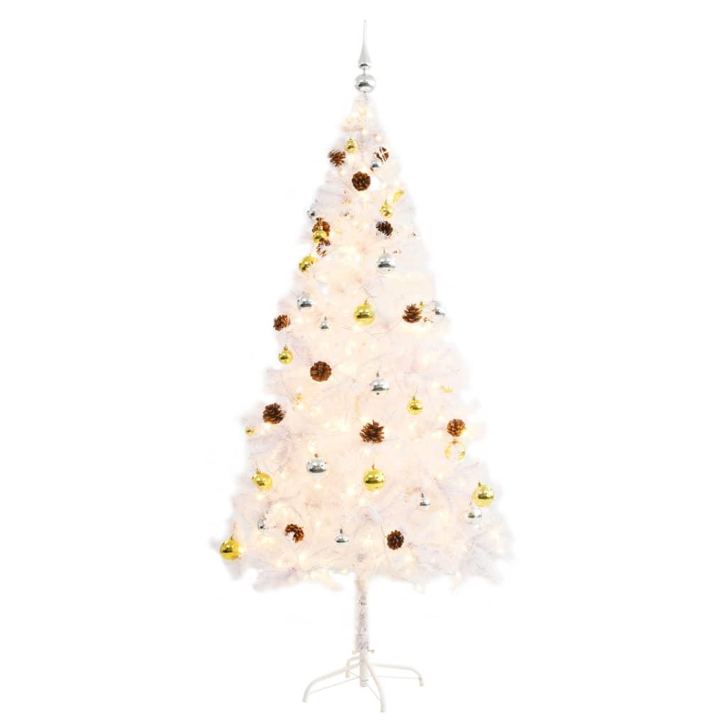 Artificial Christmas Tree with Baubles and LEDs White 6 ft at Set Shop and Smile