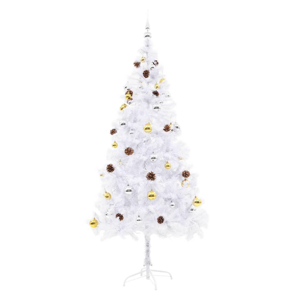 Artificial Christmas Tree with Baubles and LEDs White 6 ft at Set Shop and Smile