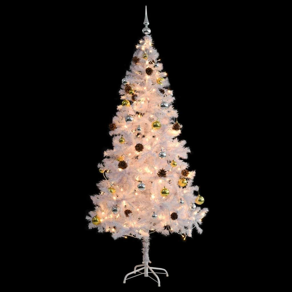 Artificial Christmas Tree with Baubles and LEDs White 6 ft at Set Shop and Smile
