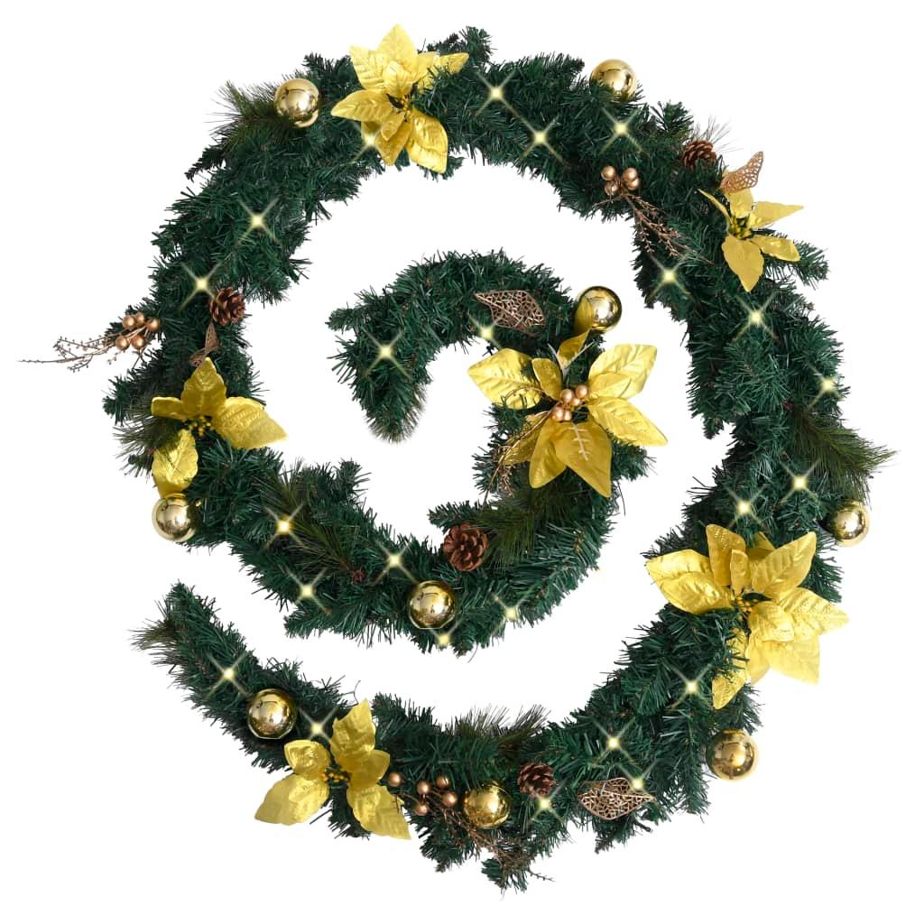 Christmas Garland with LED Lights Green 8.9' PVC at Set Shop and Smile