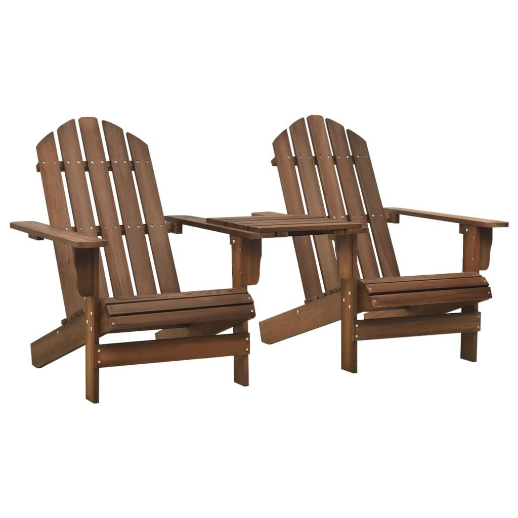 Patio Adirondack Chairs with Tea Table Solid Wood Fir Brown at Set Shop and Smile