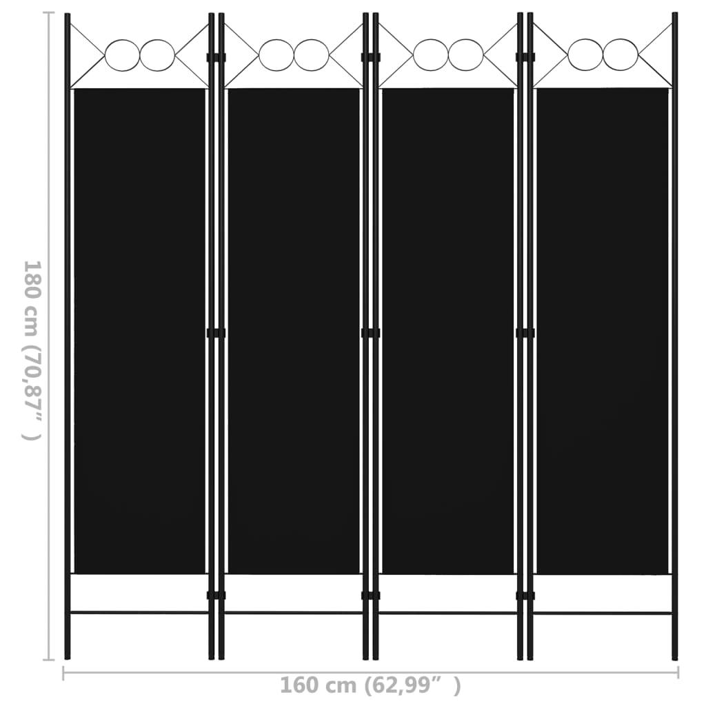 4-Panel Room Divider Black 63"x70.9" at Set Shop and Smile