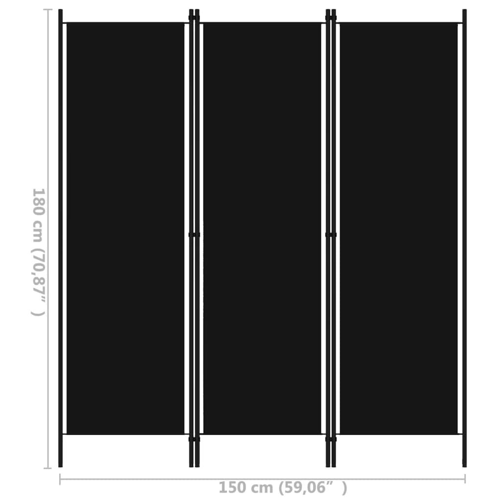 3-Panel Room Divider Black 59.1"x70.9" at Set Shop and Smile