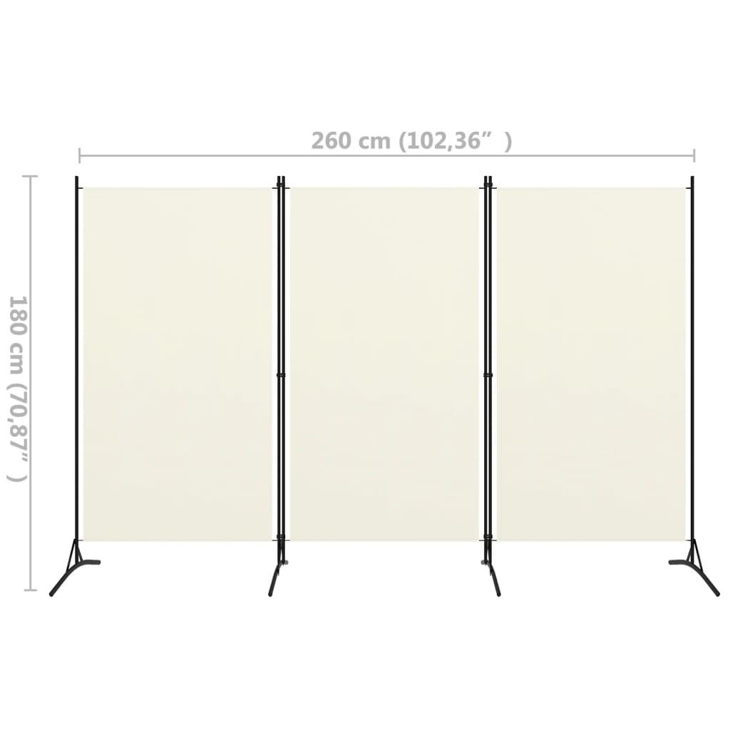 3-Panel Room Divider Cream White 102.4"x70.9" at Set Shop and Smile