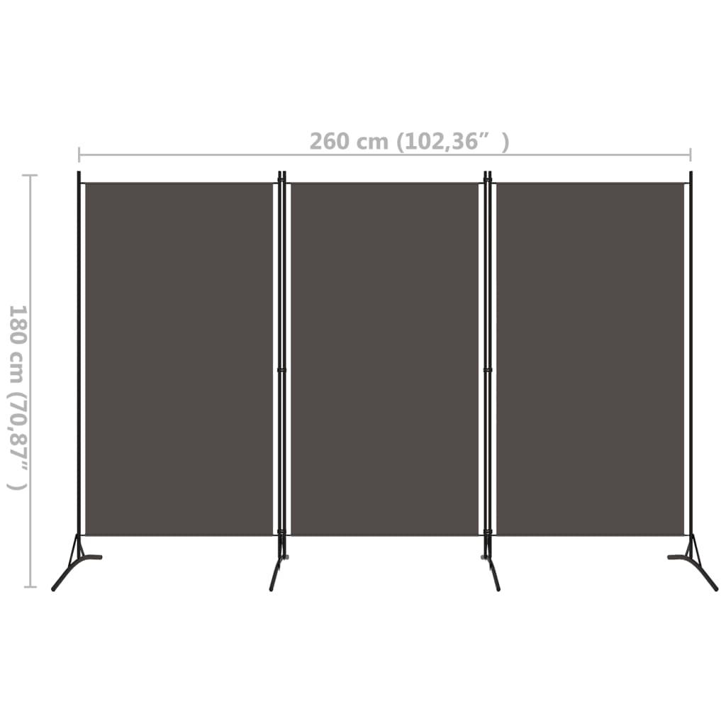 3-Panel Room Divider Anthracite 102.4"x70.9" at Set Shop and Smile