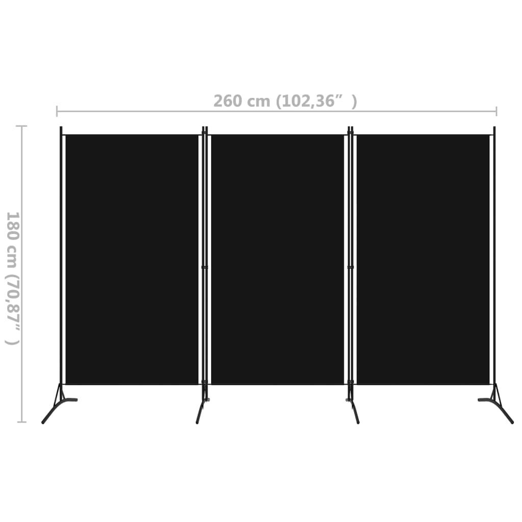 3-Panel Room Divider Black 102.4"x70.9" at Set Shop and Smile
