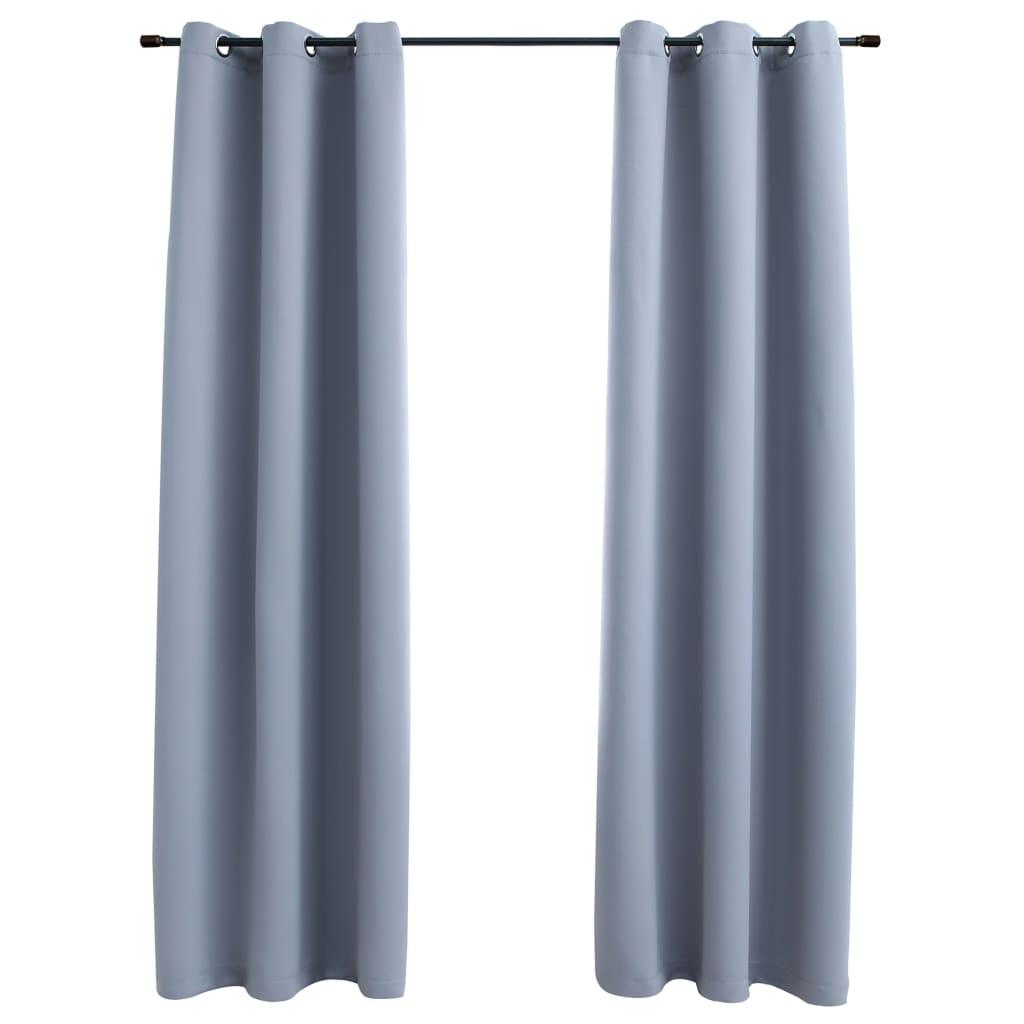 Blackout Curtains with Rings 2 pcs Gray 37"x95" Fabric at Set Shop and Smile