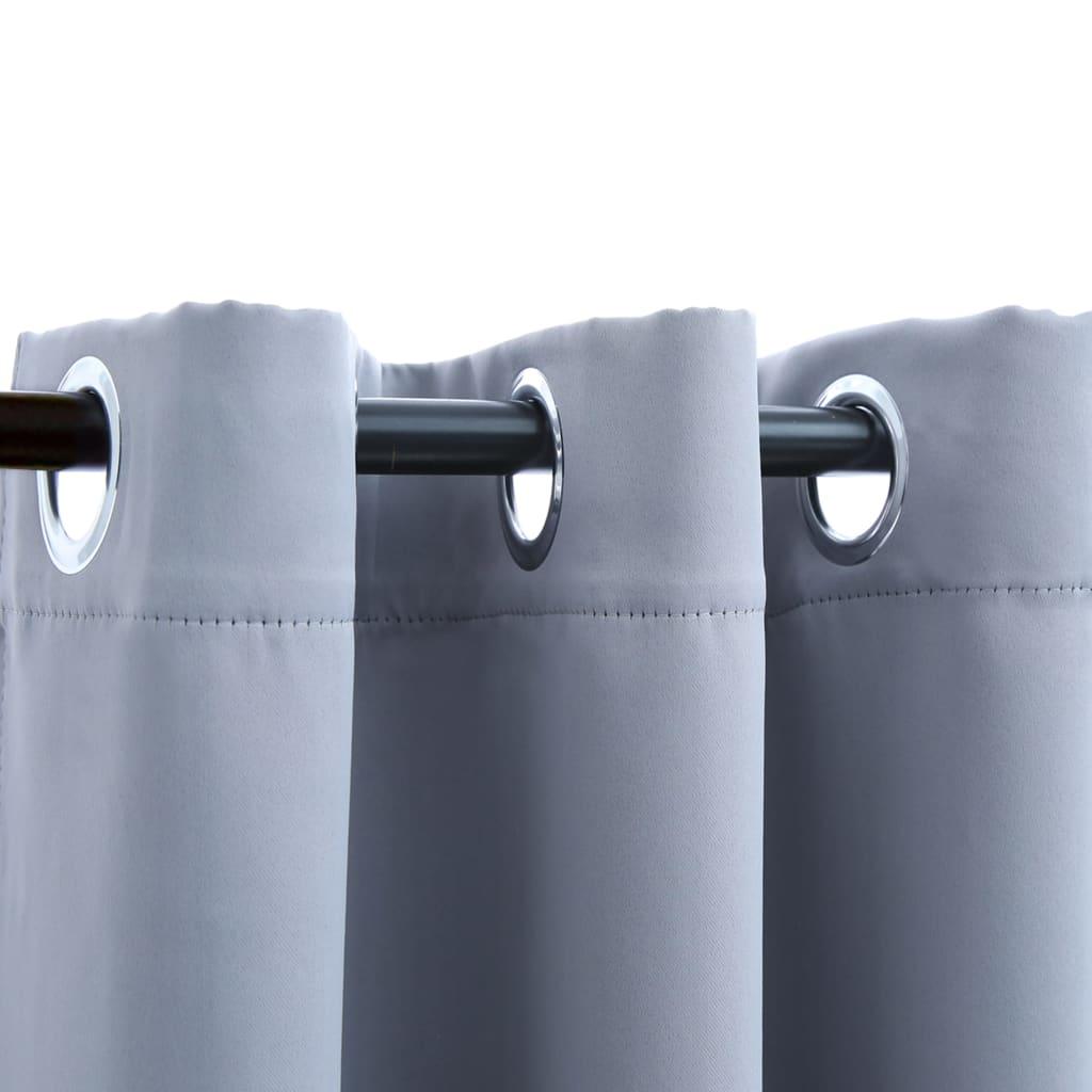 Blackout Curtains with Rings 2 pcs Gray 37"x95" Fabric at Set Shop and Smile