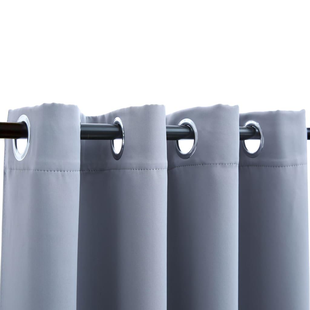 Blackout Curtains with Rings 2 pcs Gray 54"x84" Fabric at Set Shop and Smile