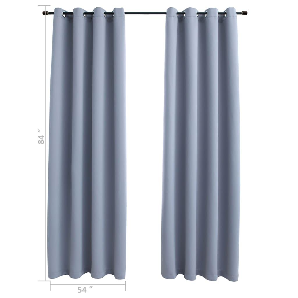 Blackout Curtains with Rings 2 pcs Gray 54"x84" Fabric at Set Shop and Smile
