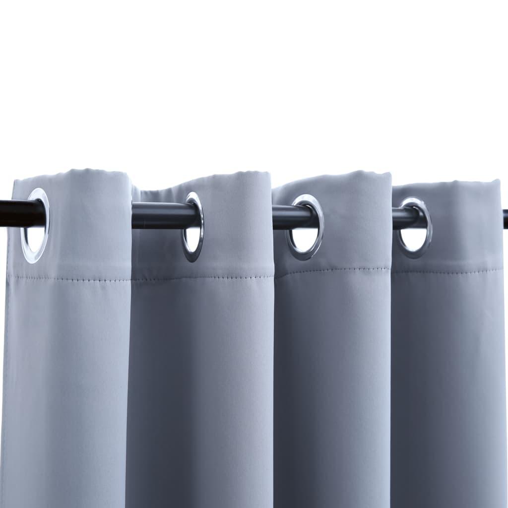 Blackout Curtains with Rings 2 pcs Gray 54"x95" Fabric at Set Shop and Smile