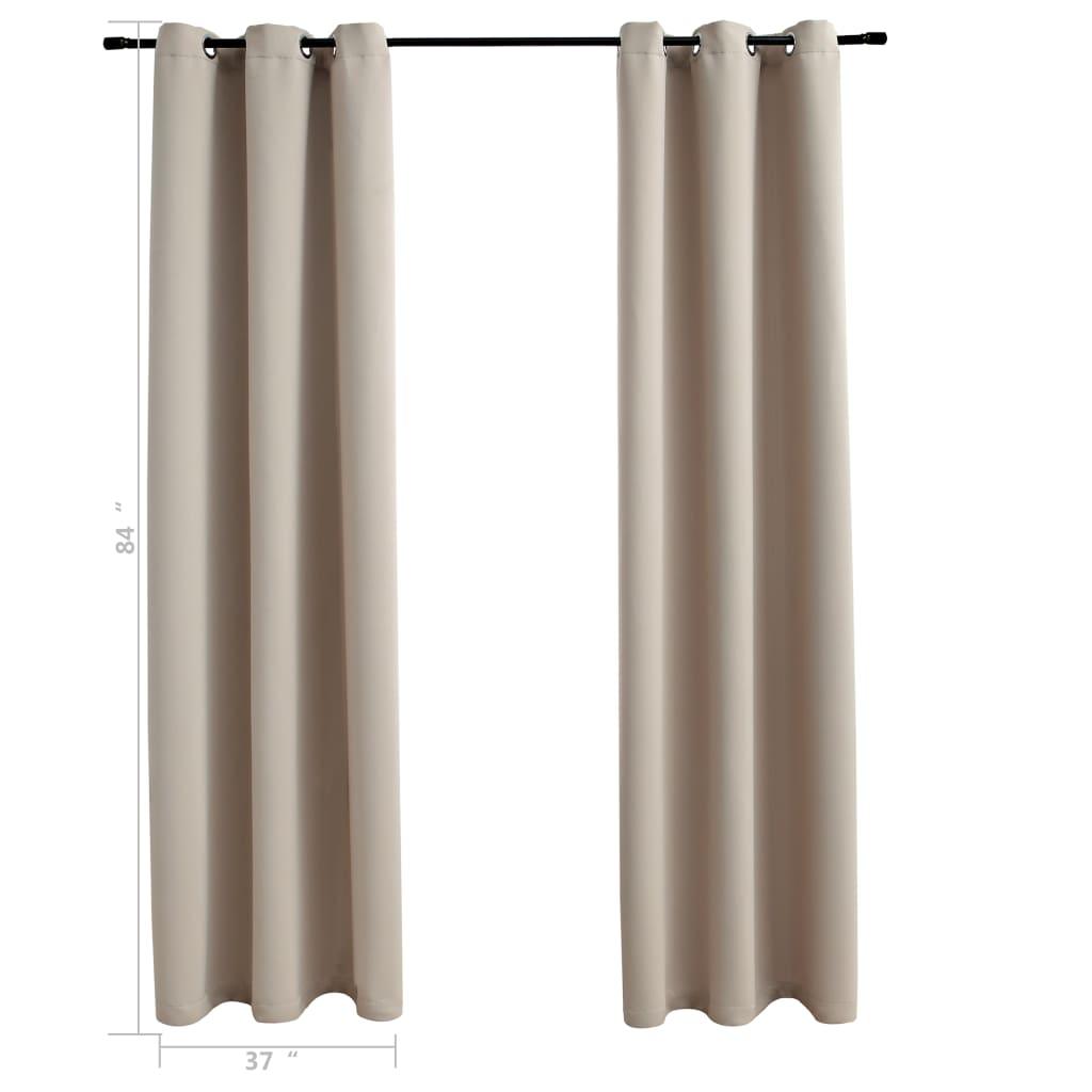 Blackout Curtains with Rings 2 pcs Beige 37"x84" Fabric at Set Shop and Smile