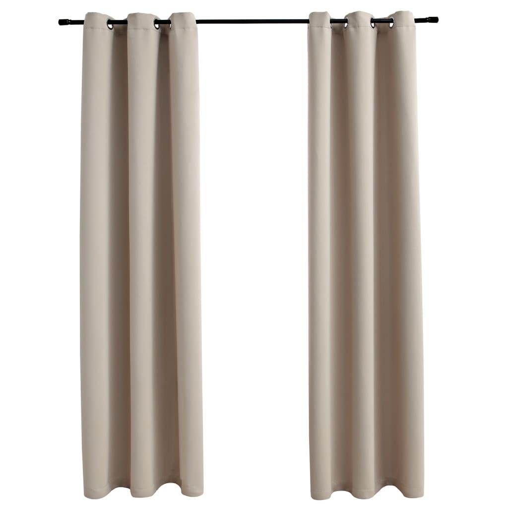 Blackout Curtains with Rings 2 pcs Beige 37"x95" Fabric at Set Shop and Smile