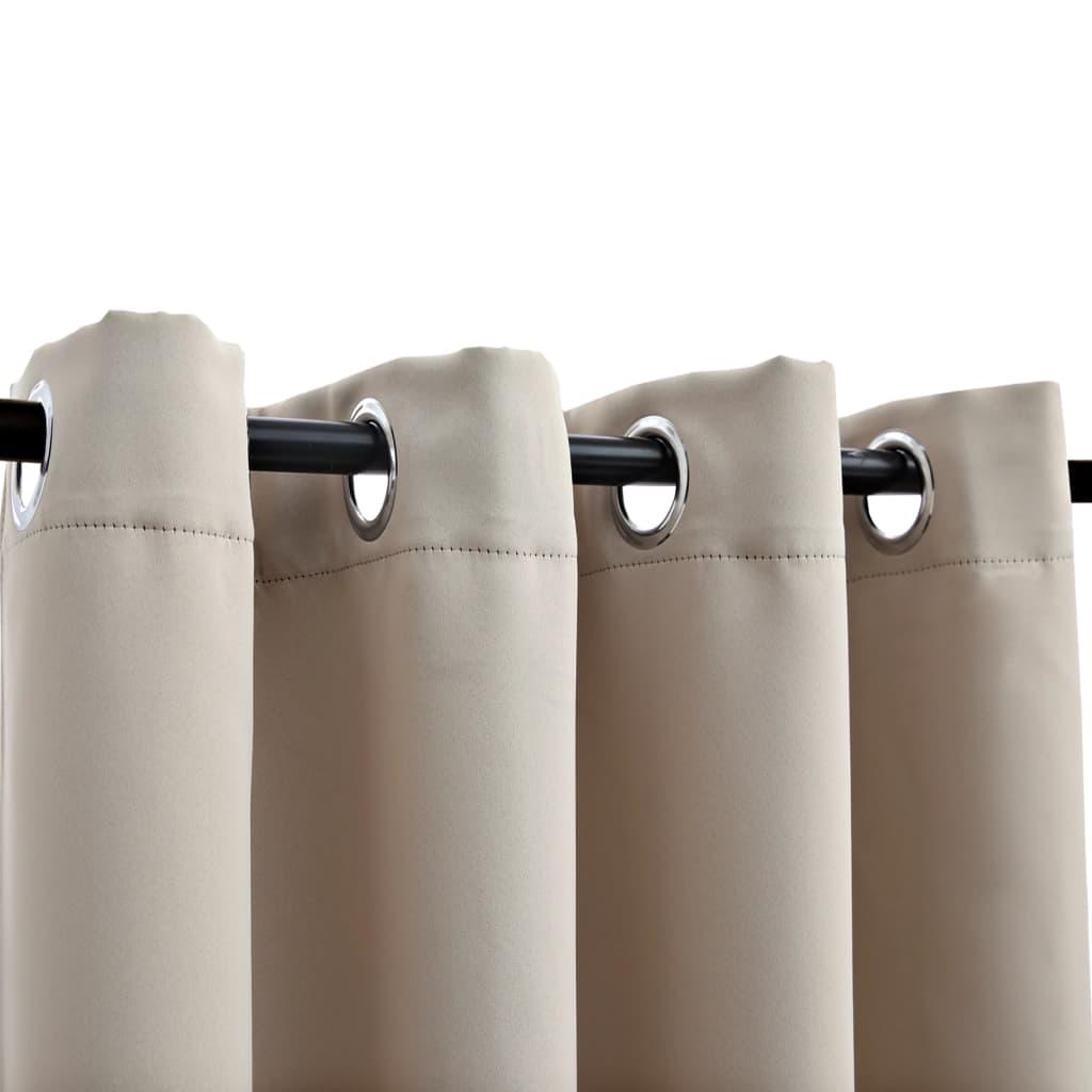 Blackout Curtains with Rings 2 pcs Beige 54"x63" Fabric at Set Shop and Smile