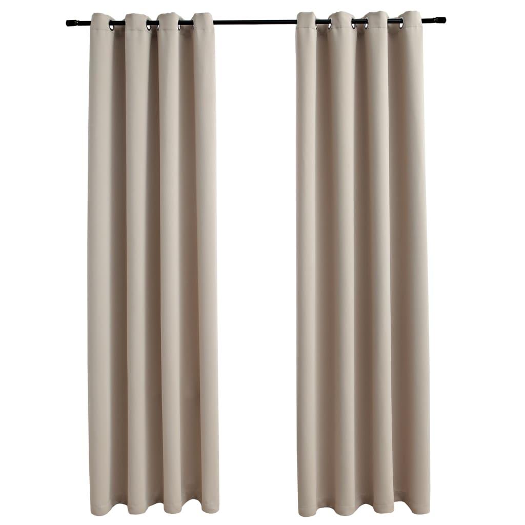 Blackout Curtains with Rings 2 pcs Beige 54"x95" Fabric at Set Shop and Smile