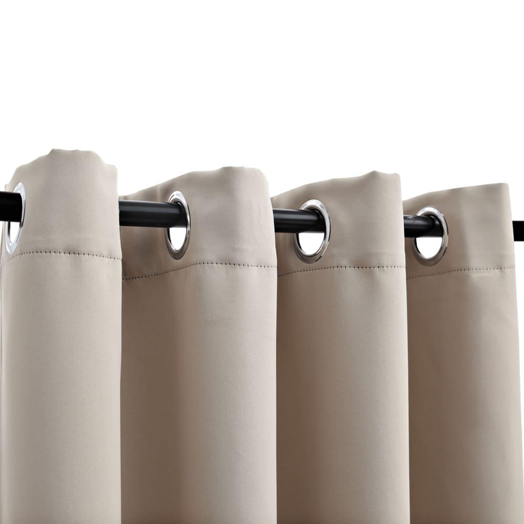 Blackout Curtains with Rings 2 pcs Beige 54"x95" Fabric at Set Shop and Smile