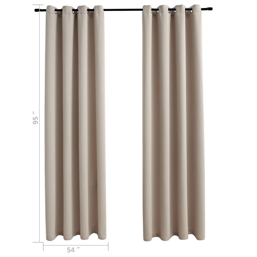 Blackout Curtains with Rings 2 pcs Beige 54"x95" Fabric at Set Shop and Smile