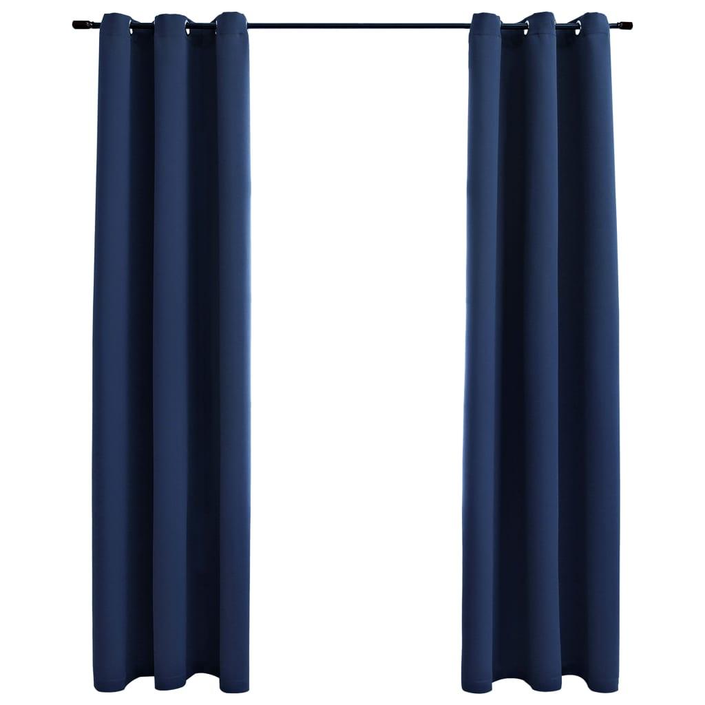 Blackout Curtains with Rings 2 pcs Navy Blue 37"x63" Fabric at Set Shop and Smile