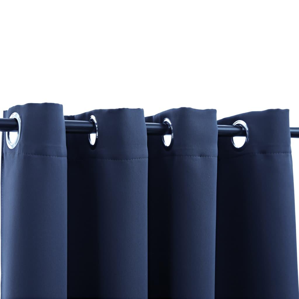 Blackout Curtains with Rings 2 pcs Navy Blue 54"x63" Fabric at Set Shop and Smile