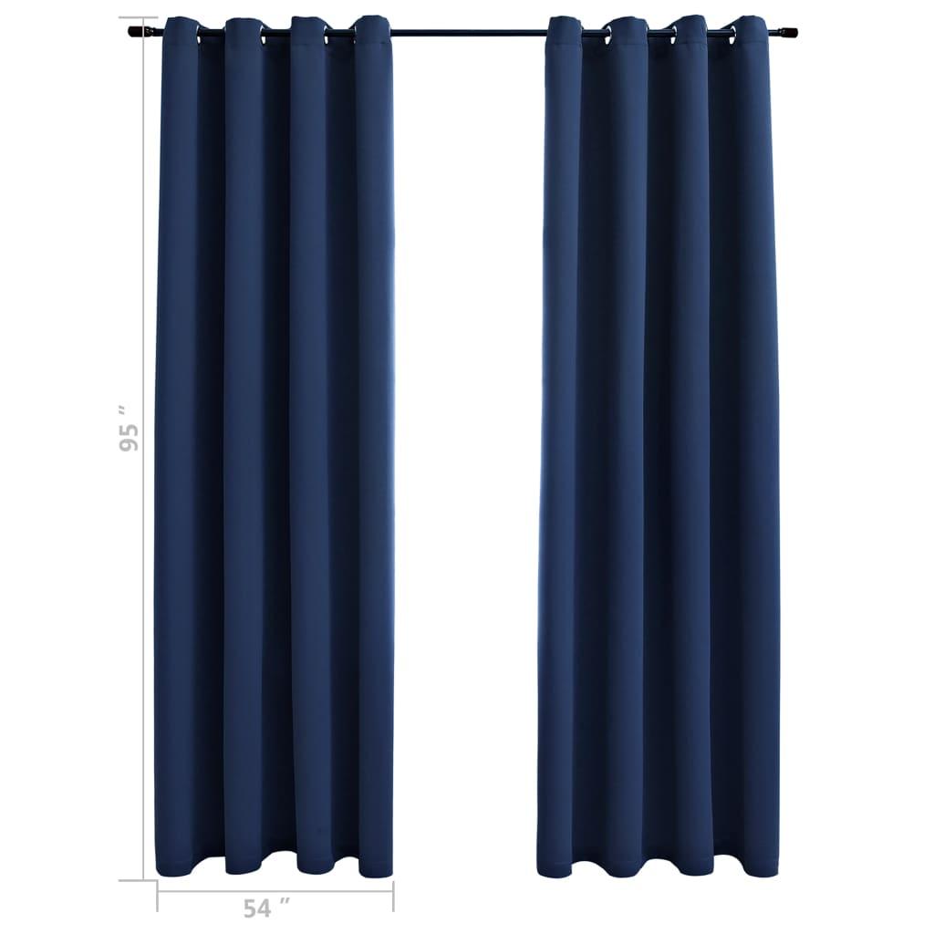Blackout Curtains with Rings 2 pcs Navy Blue 54"x95" Fabric at Set Shop and Smile