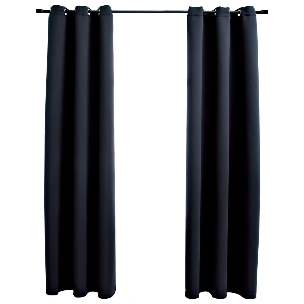 Blackout Curtains with Rings 2 pcs Black 37"x63" Fabric at Set Shop and Smile