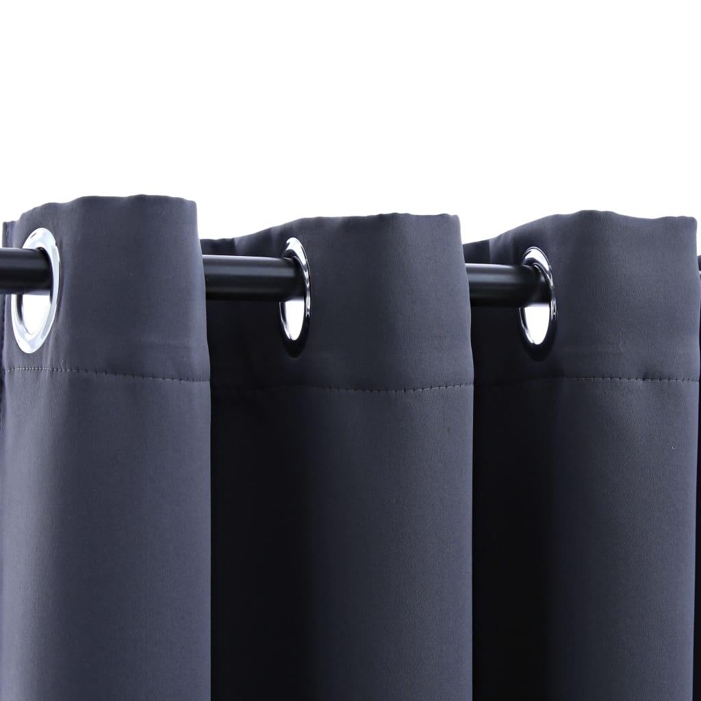 Blackout Curtains with Rings 2 pcs Anthracite 37"x84" Fabric at Set Shop and Smile