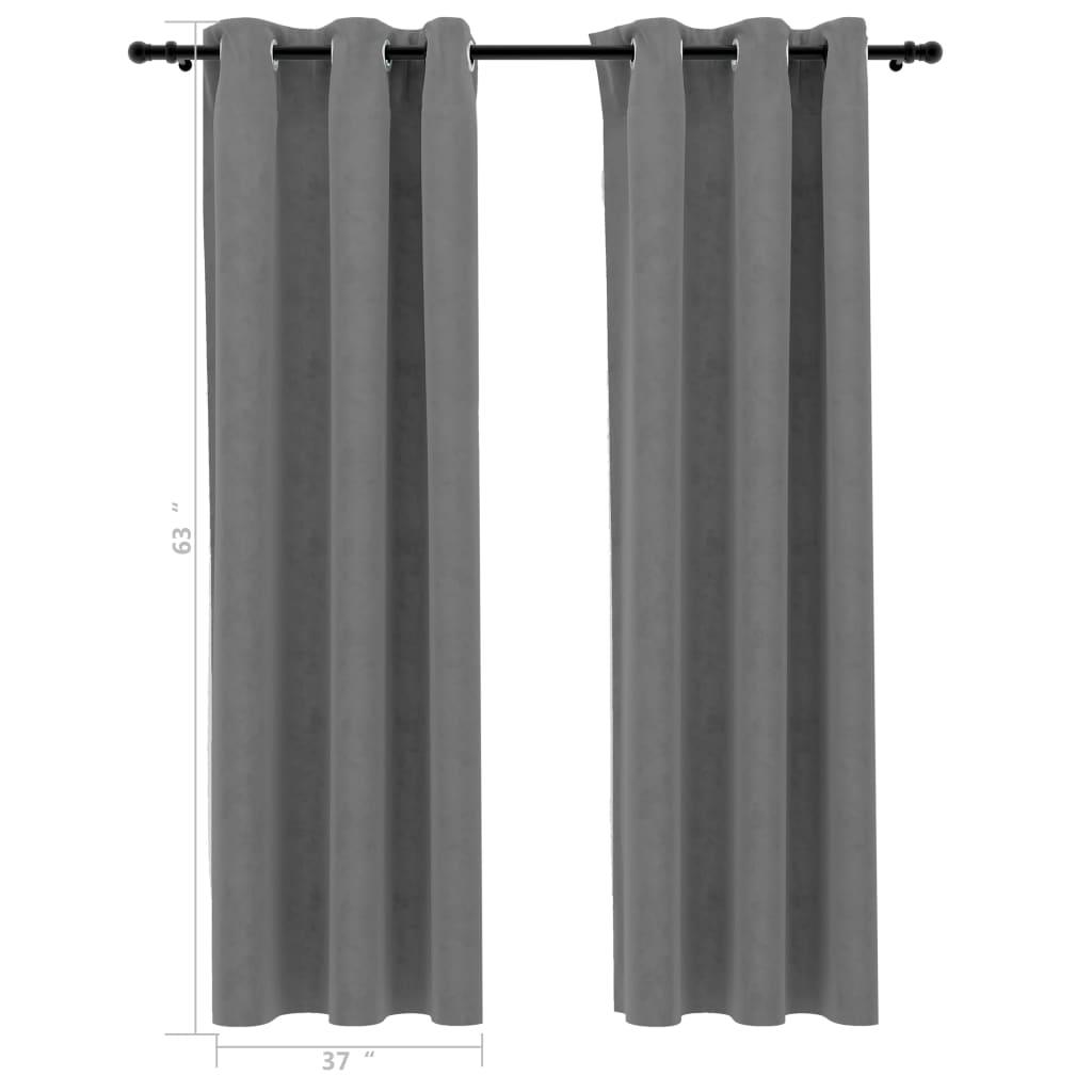 Blackout Curtains with Rings 2 pcs Gray 37"x63" Velvet at Set Shop and Smile