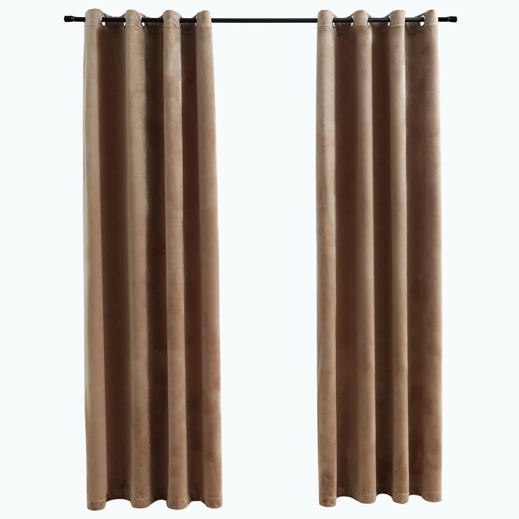 Blackout Curtains with Rings 2 pcs Beige 54"x63" Velvet at Set Shop and Smile