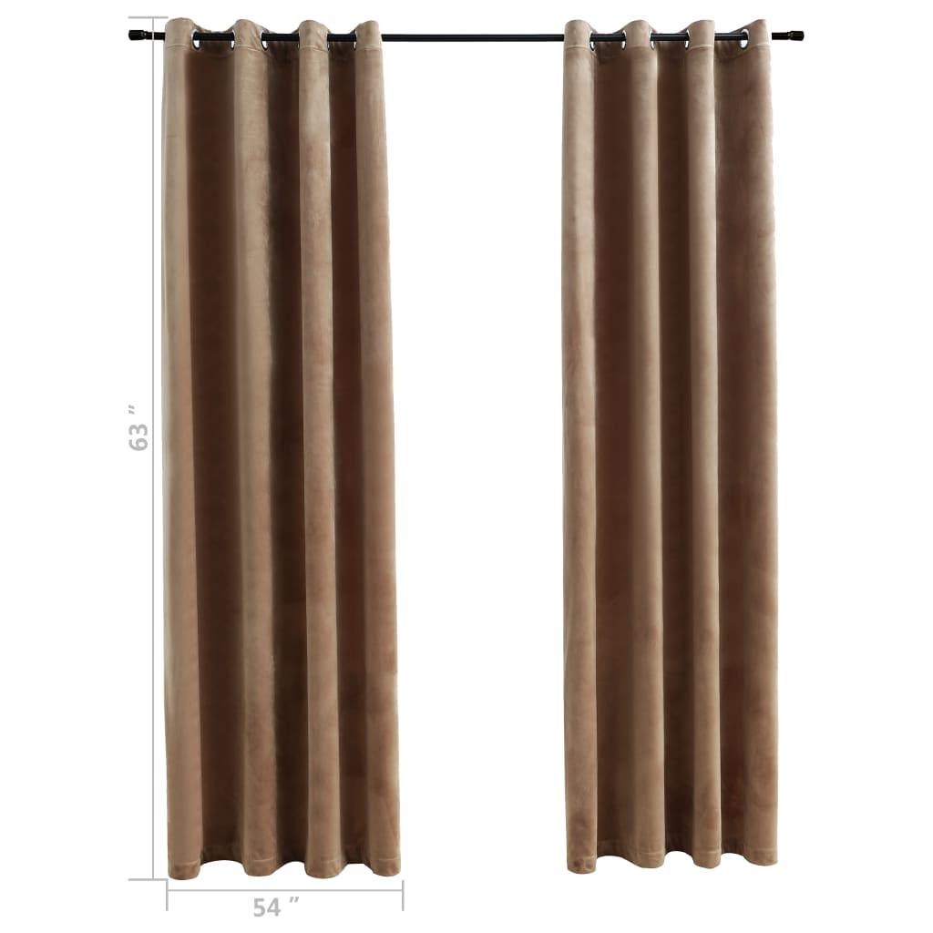 Blackout Curtains with Rings 2 pcs Beige 54"x63" Velvet at Set Shop and Smile