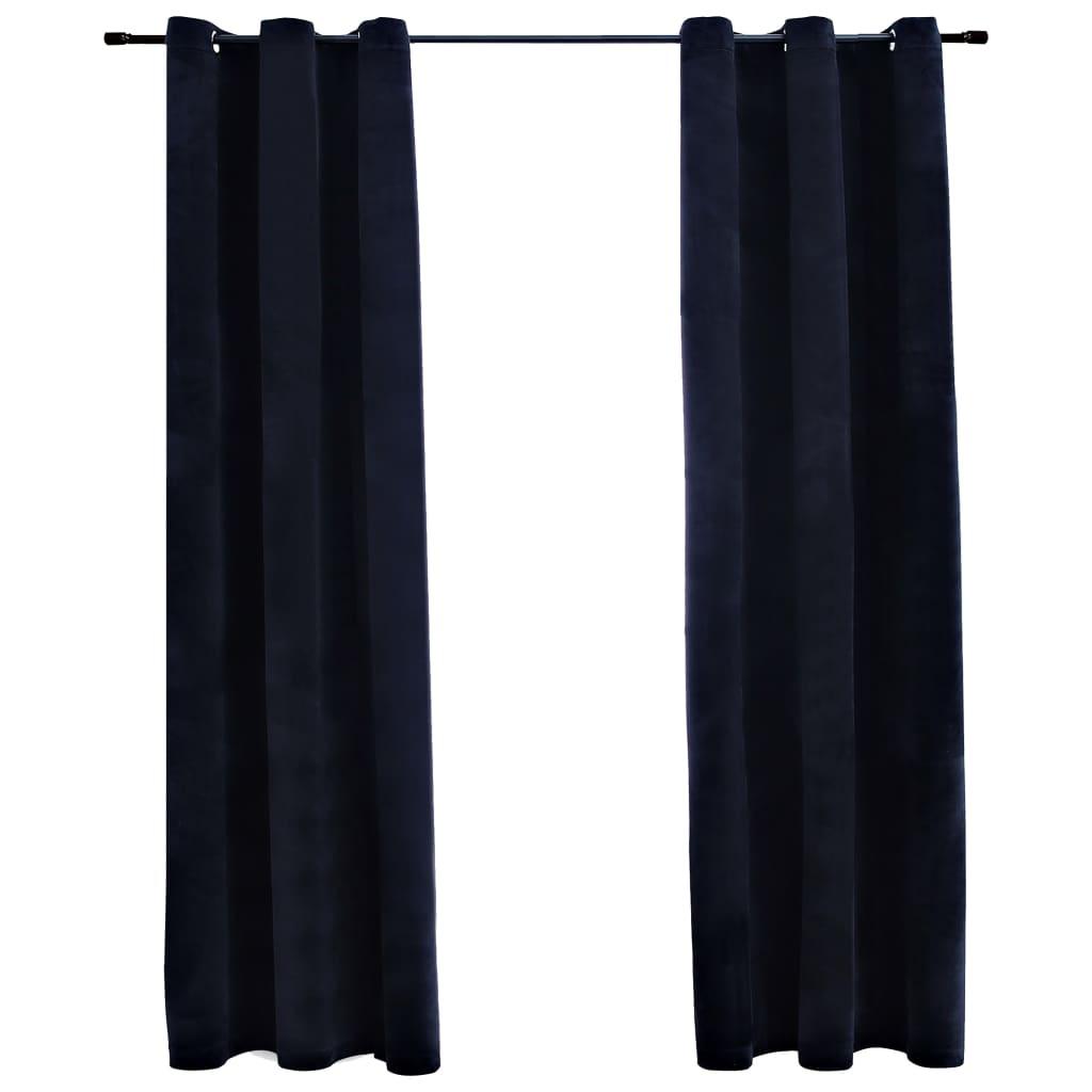 Blackout Curtains with Rings 2 pcs Black 37"x63" Velvet at Set Shop and Smile