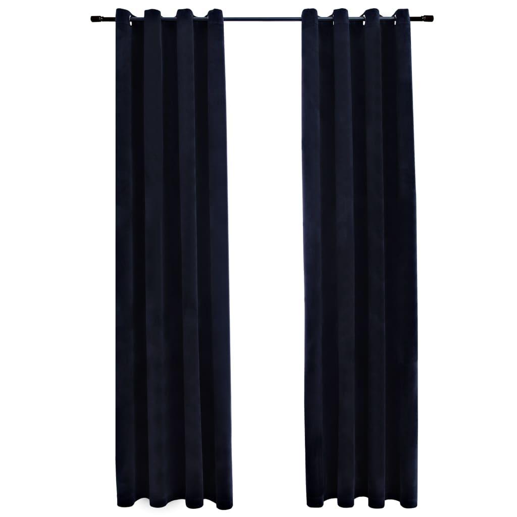 Blackout Curtains with Rings 2 pcs Black 54"x63" Velvet at Set Shop and Smile
