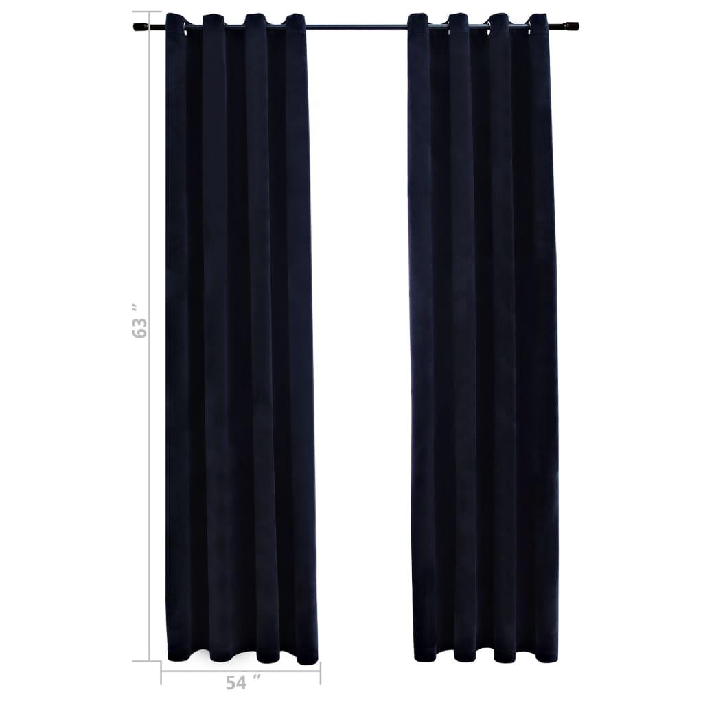 Blackout Curtains with Rings 2 pcs Black 54"x63" Velvet at Set Shop and Smile