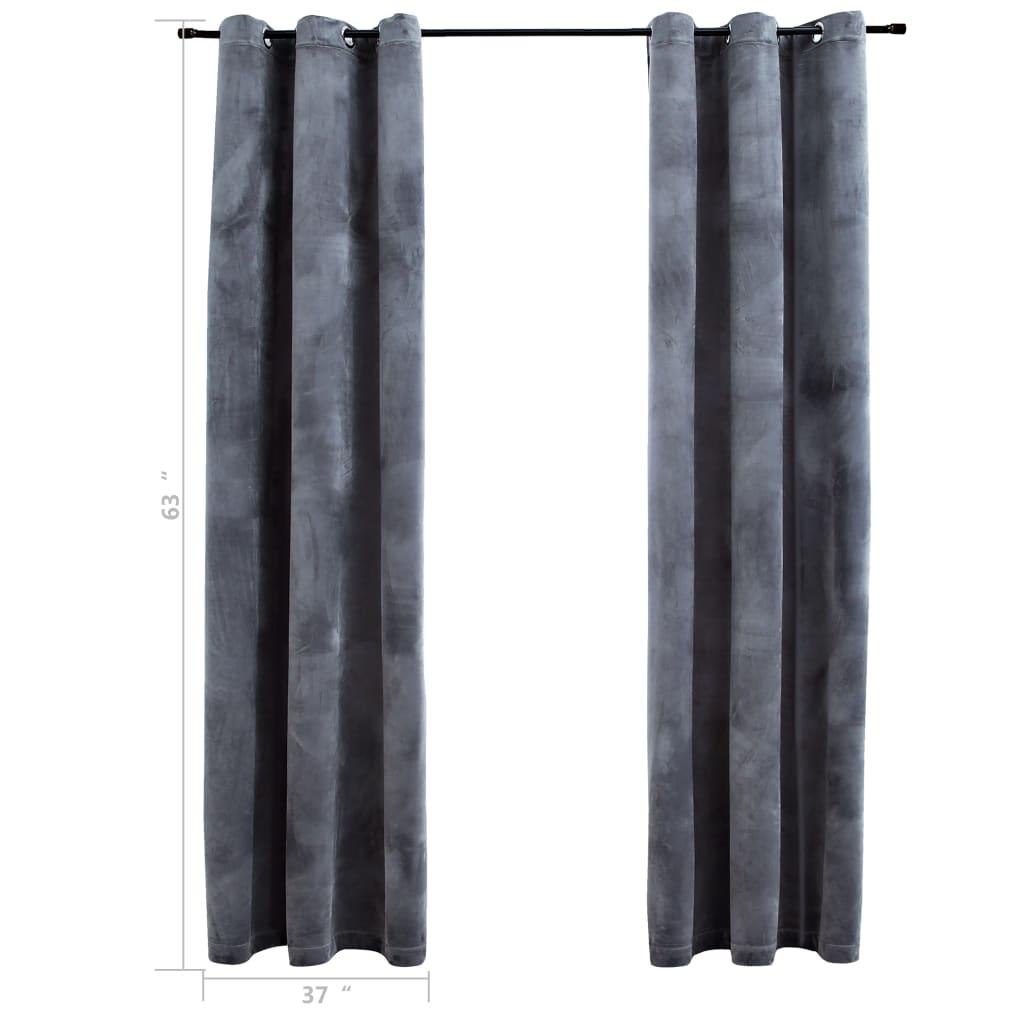 Blackout Curtains with Rings 2 pcs Anthracite 37"x63" Velvet at Set Shop and Smile