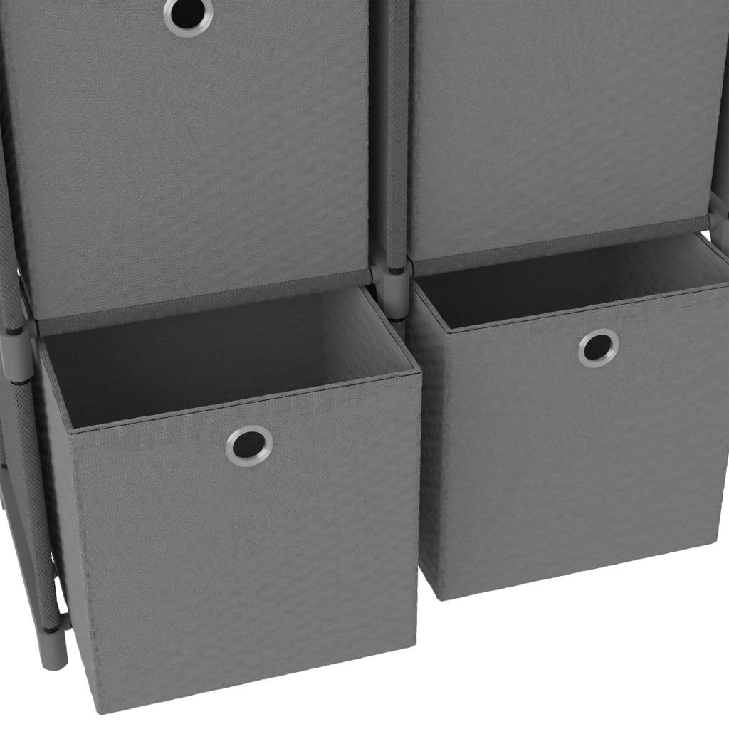 6-Cube Display Shelf with Boxes Gray 40.6"x11.8"x28.5" Fabric at Set Shop and Smile