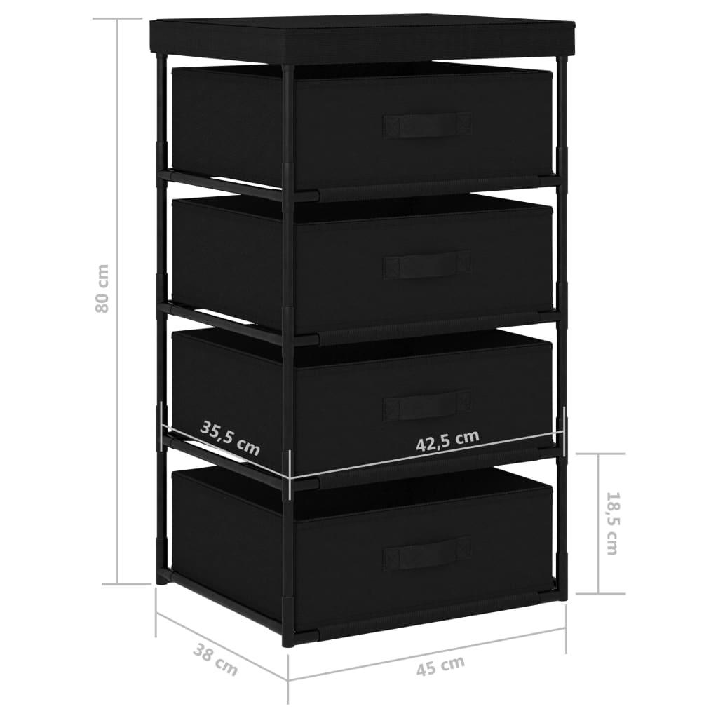 Storage Rack with 4 Fabric Baskets Steel Black at Set Shop and Smile