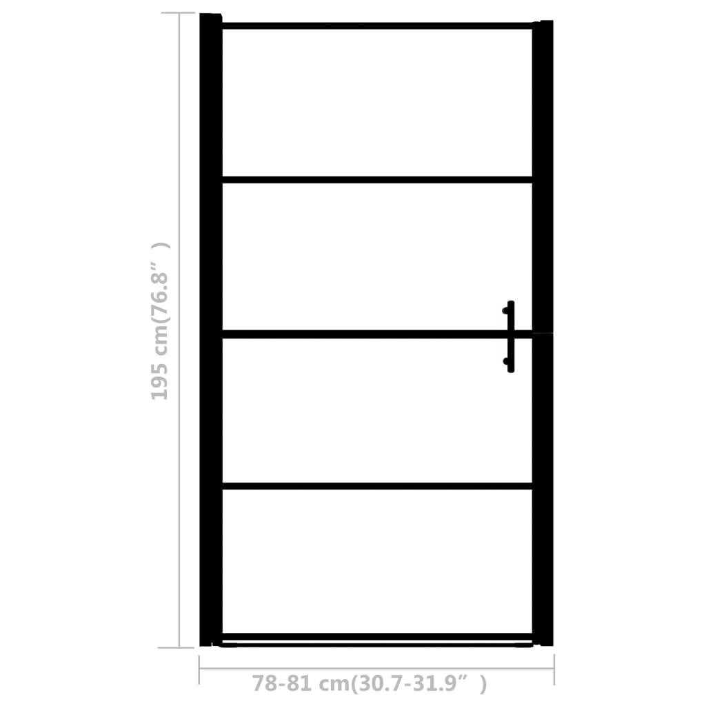 Shower Door Frost Tempered Glass 31.9"x76.8" Black at Set Shop and Smile