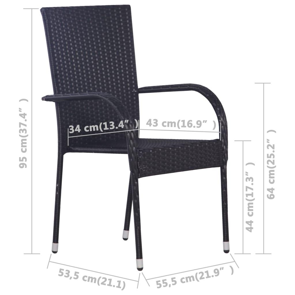 Stackable Patio Chairs 4 pcs Poly Rattan Black at Set Shop and Smile