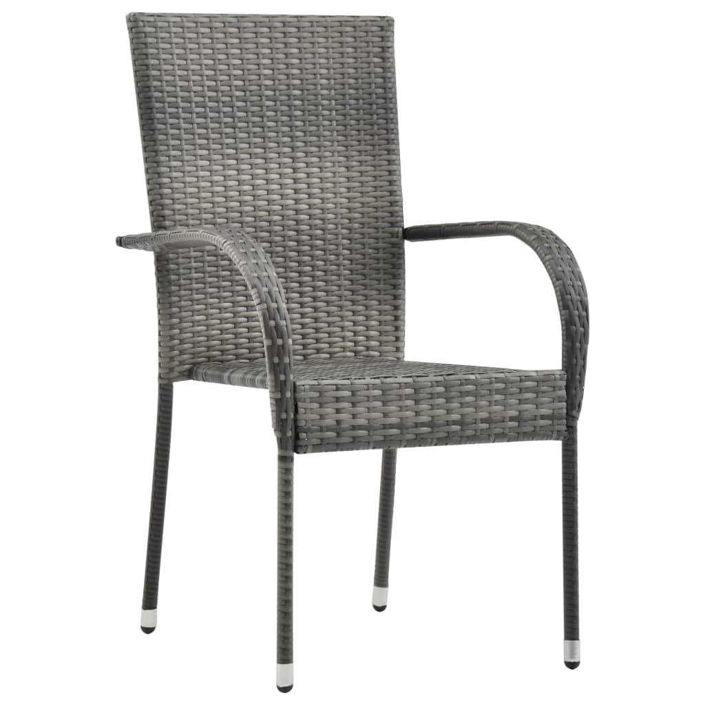 Stackable Patio Chairs 4 pcs Gray Poly Rattan at Set Shop and Smile