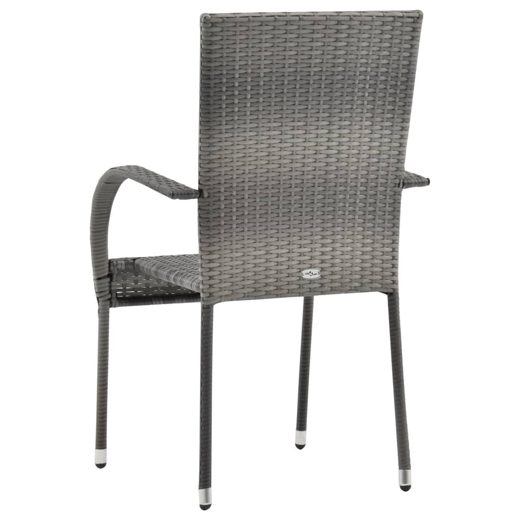 Stackable Patio Chairs 4 pcs Gray Poly Rattan at Set Shop and Smile