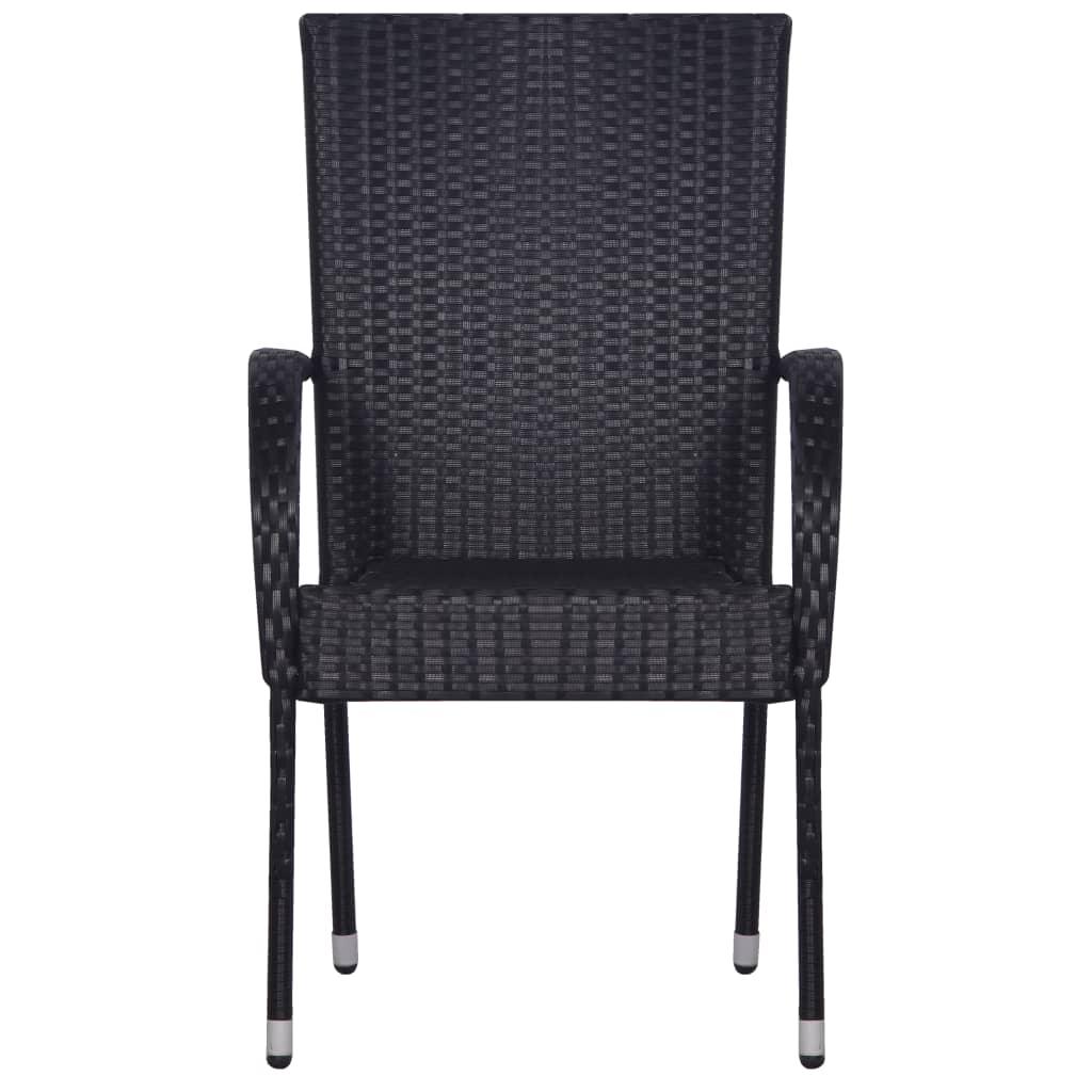Stackable Patio Chairs 6 pcs Poly Rattan Black at Set Shop and Smile