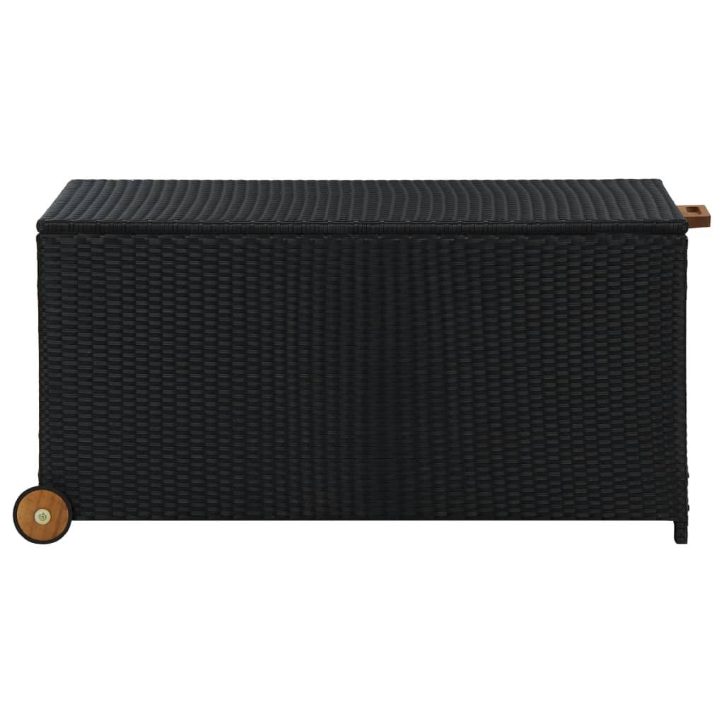 Patio Storage Box Black 47.2"x25.6"x24" Poly Rattan at Set Shop and Smile