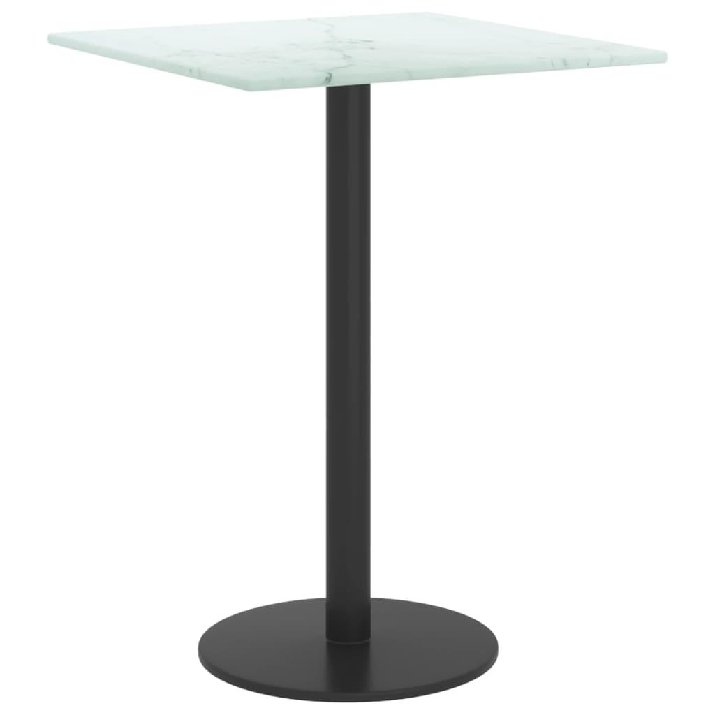 Table Top White 11.8"x11.8" 0.2" Tempered Glass with Marble Design at Set Shop and Smile