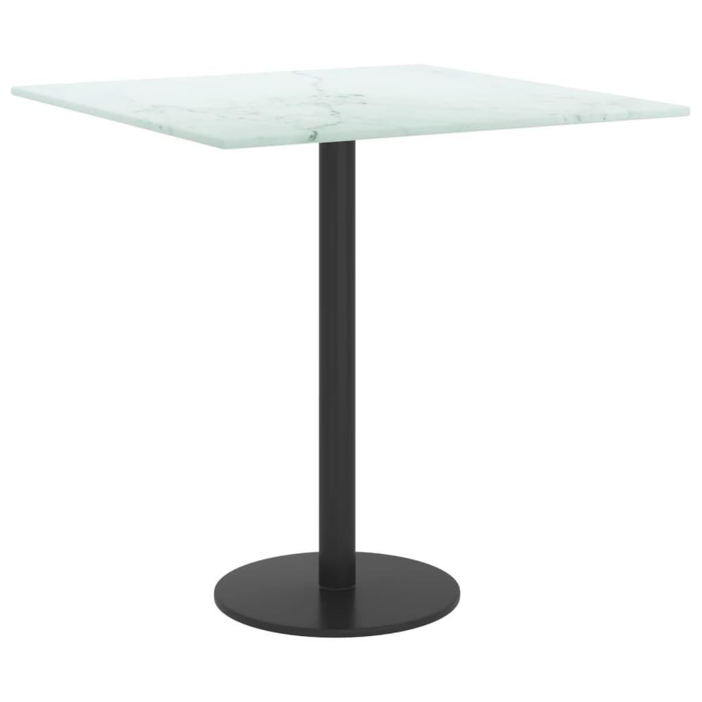 Table Top White 15.7"x15.7" 0.2" Tempered Glass with Marble Design at Set Shop and Smile